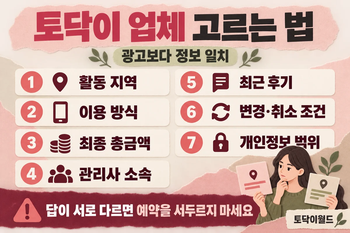 토닥이 업체 고르는 법: 광고보다 먼저 볼 7가지 기준 사진 1/1