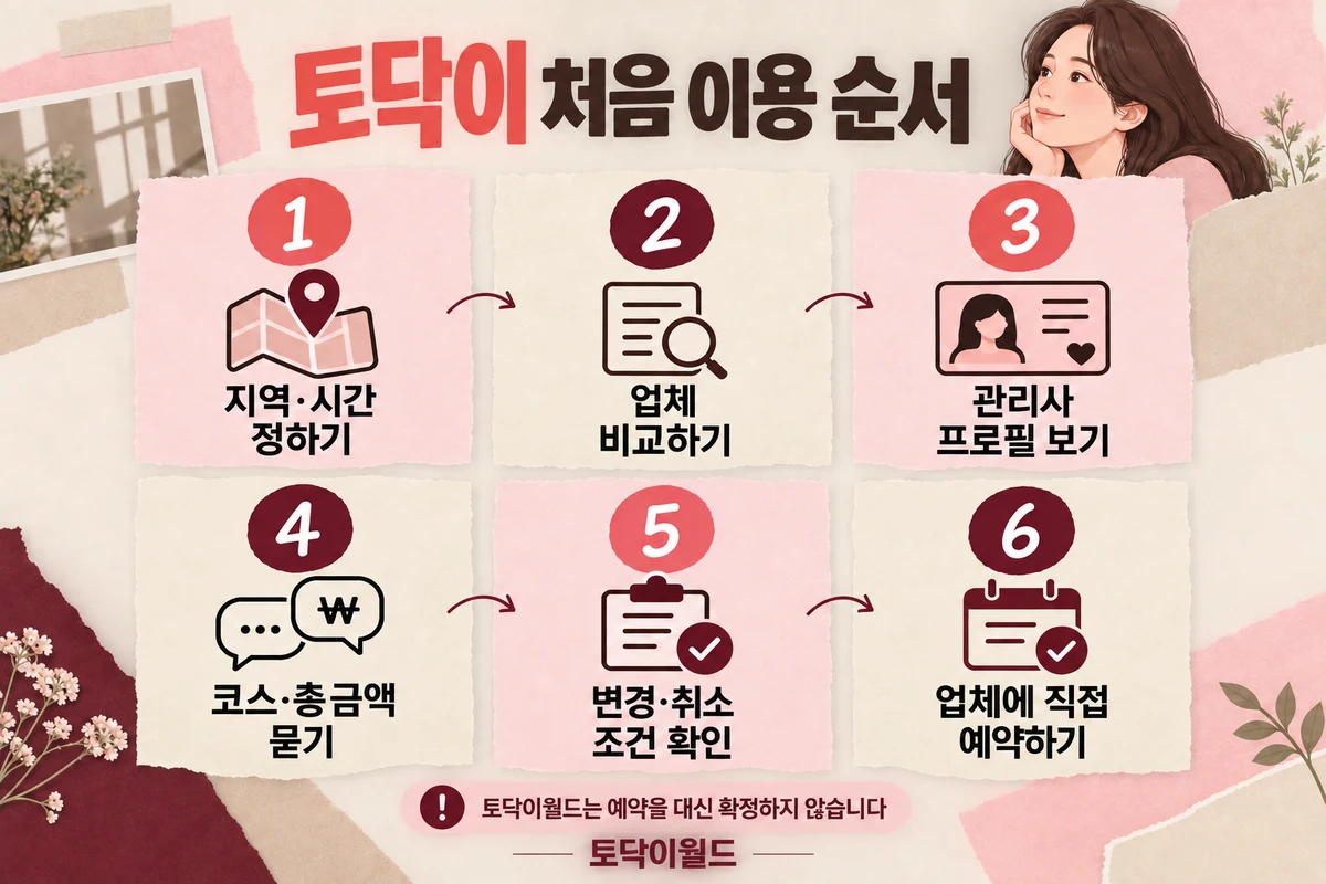 토닥이 이용방법: 처음 문의부터 예약 전 확인까지 사진 1/1